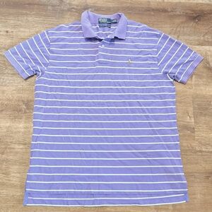 Polo by Ralph Lauren Large Purple Striped Men's Shirt 100% Pima Cotton